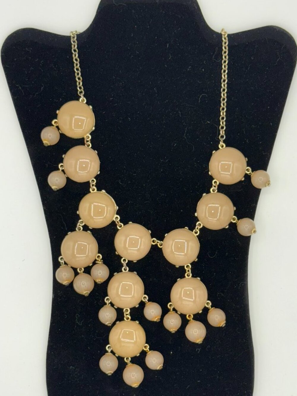 ILY Couture Nude Bubble Statement Necklace Gold Tone Chunky Bib